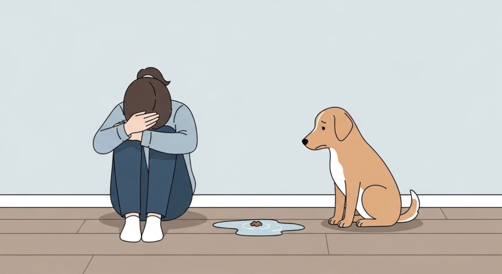 愛犬がトイレを失敗して落ち込む飼い主
