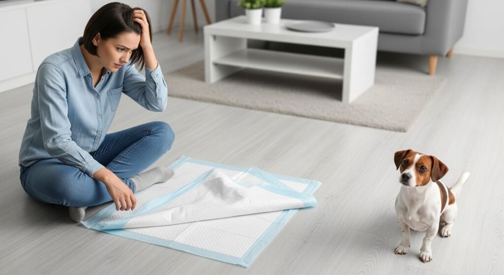 犬のトイレシートがズレて悩んでいる飼い主
