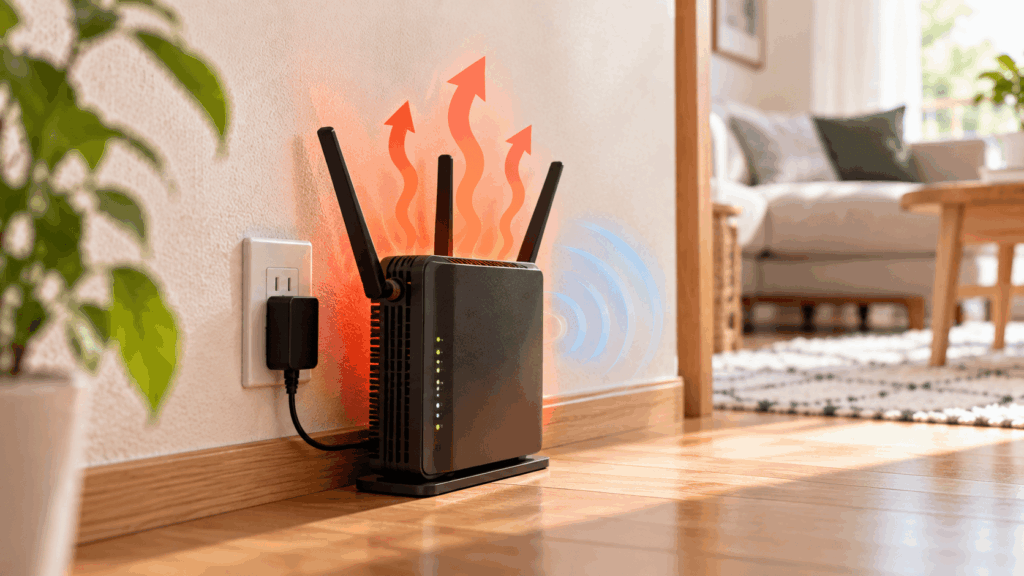 熱暴走しているwifiルーターのイメージ